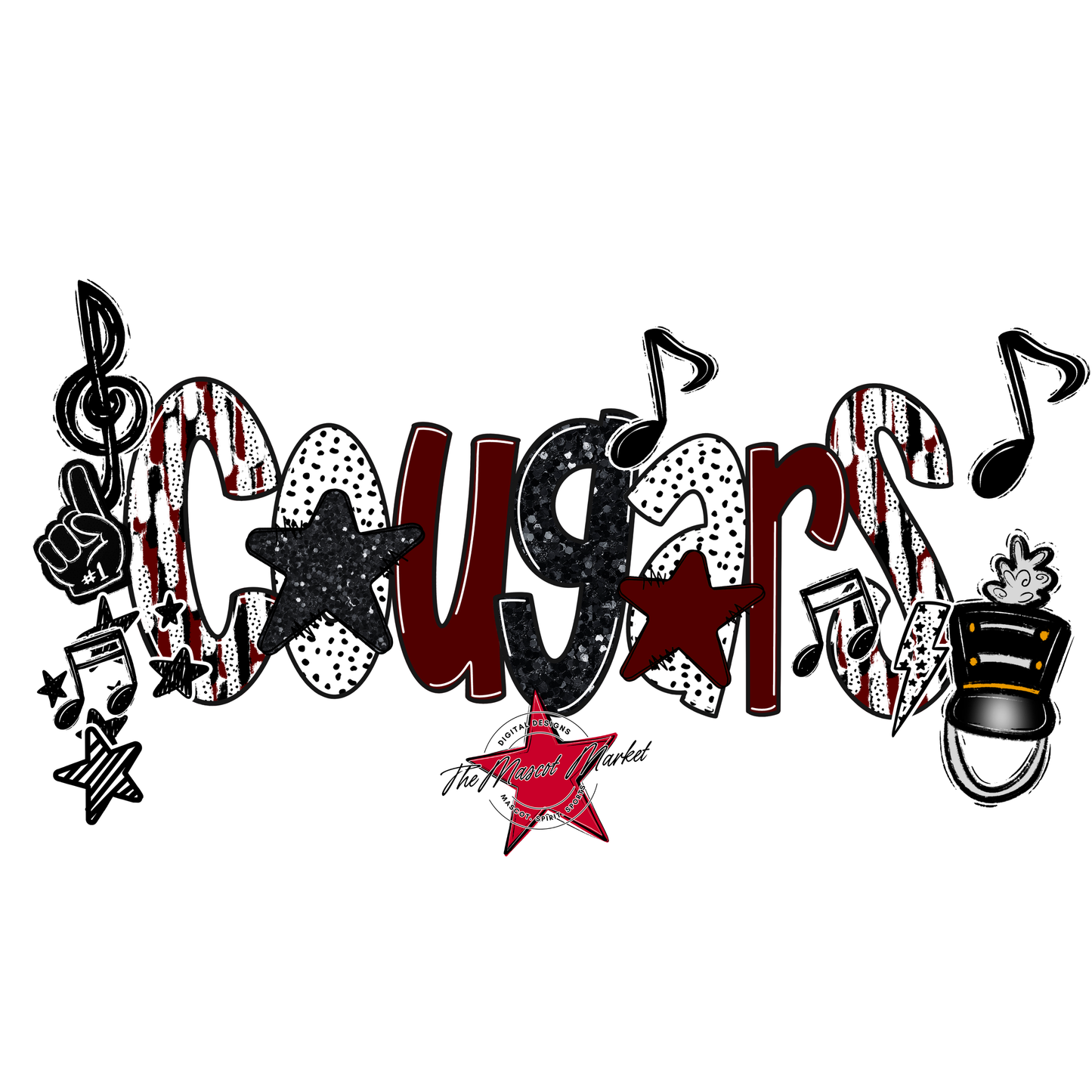 Cougars Band Scrape-Maroon