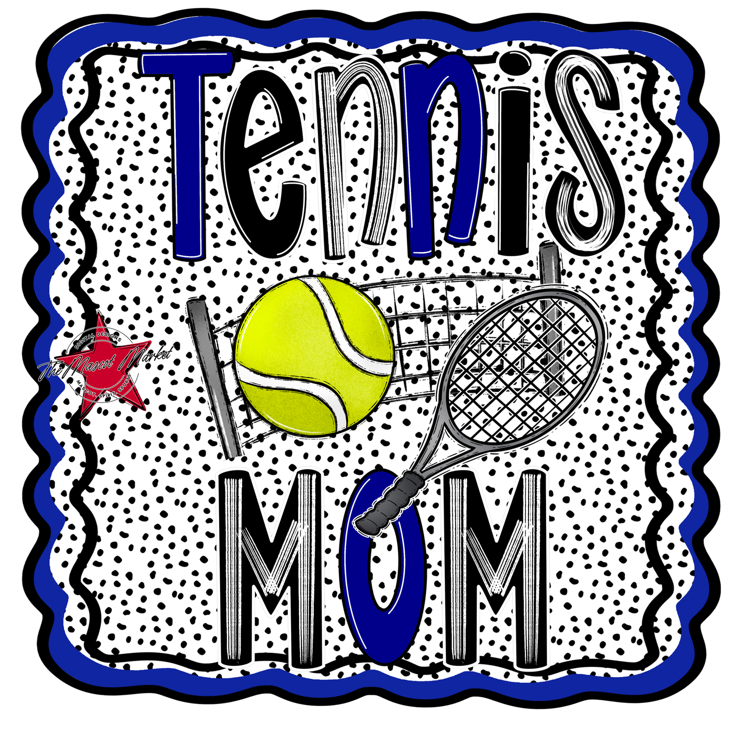 Tennis Mom Dot Design-Blue