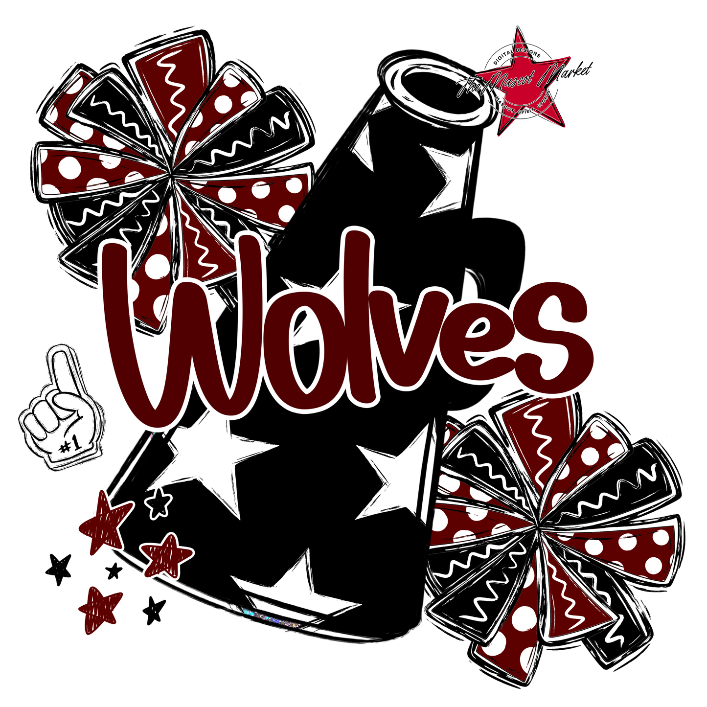 Wolves Alpha Megaphone Design-Maroon