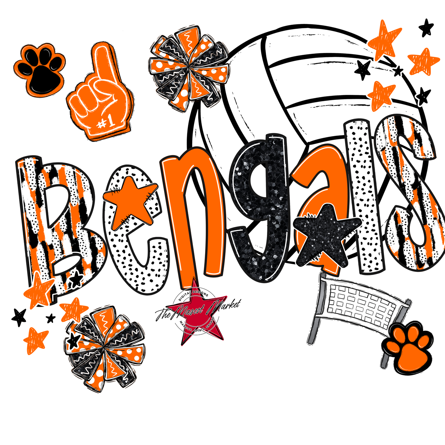 Bengals Volleyball Scrape-Orange