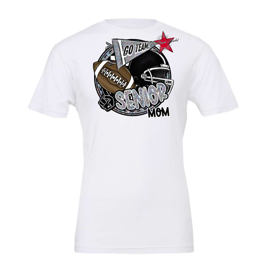 Senior Mom Football Circle Design-Silver