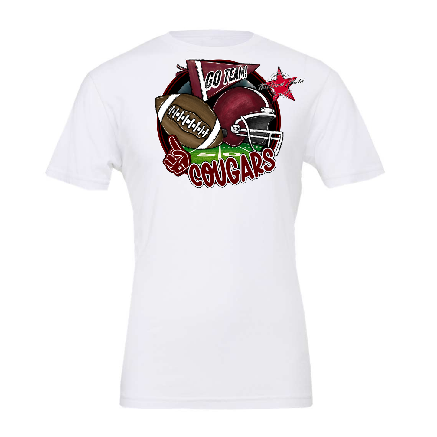 Cougars Circle Football Design-Maroon