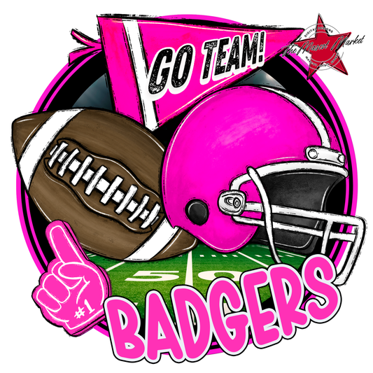 Badgers Circle Football Design-Pink