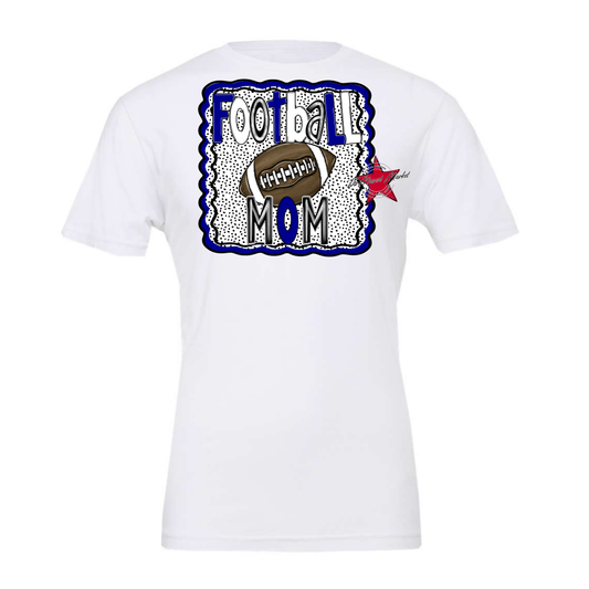 Football Mom Dot Design-Blue