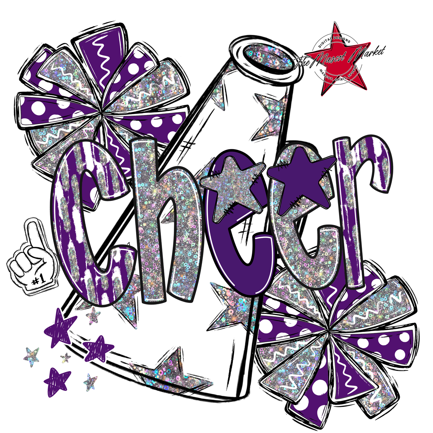 Cheer Megaphone Scrape Holigraphic-Purple