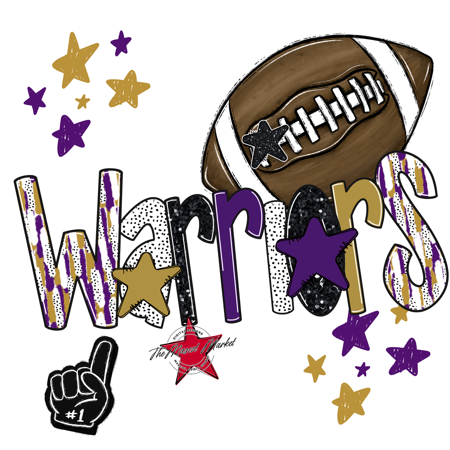 Warriors Football Scrape-Purple-Gold