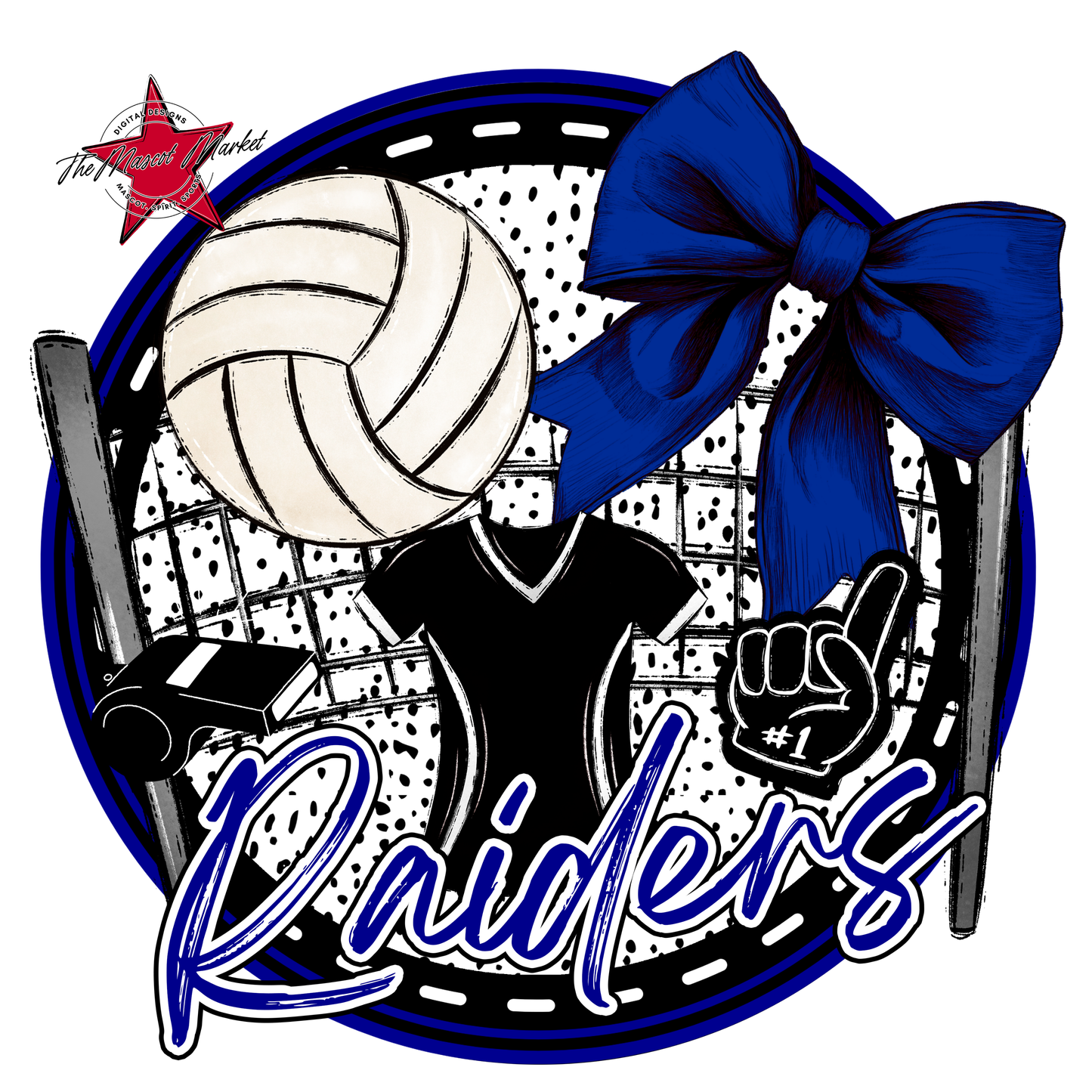 Raiders Circle Volleyball Design-Blue