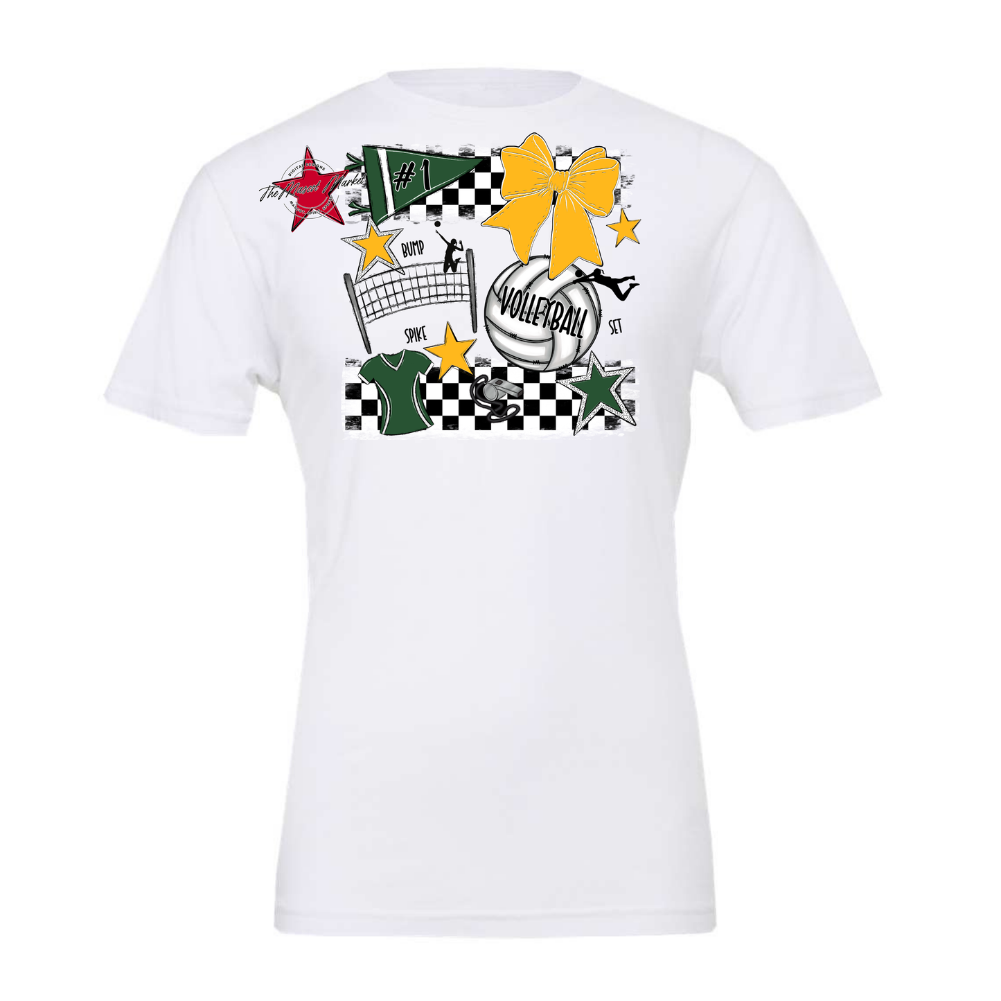 Volleyball Checkers Spirit Design-Green-Yellow