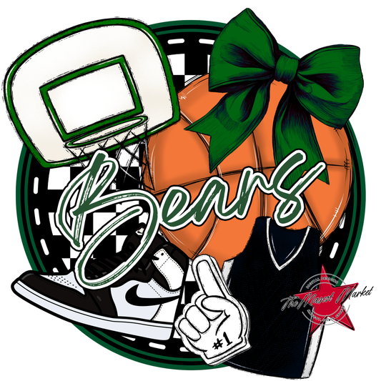 Bears Circle Basketball Design-Green