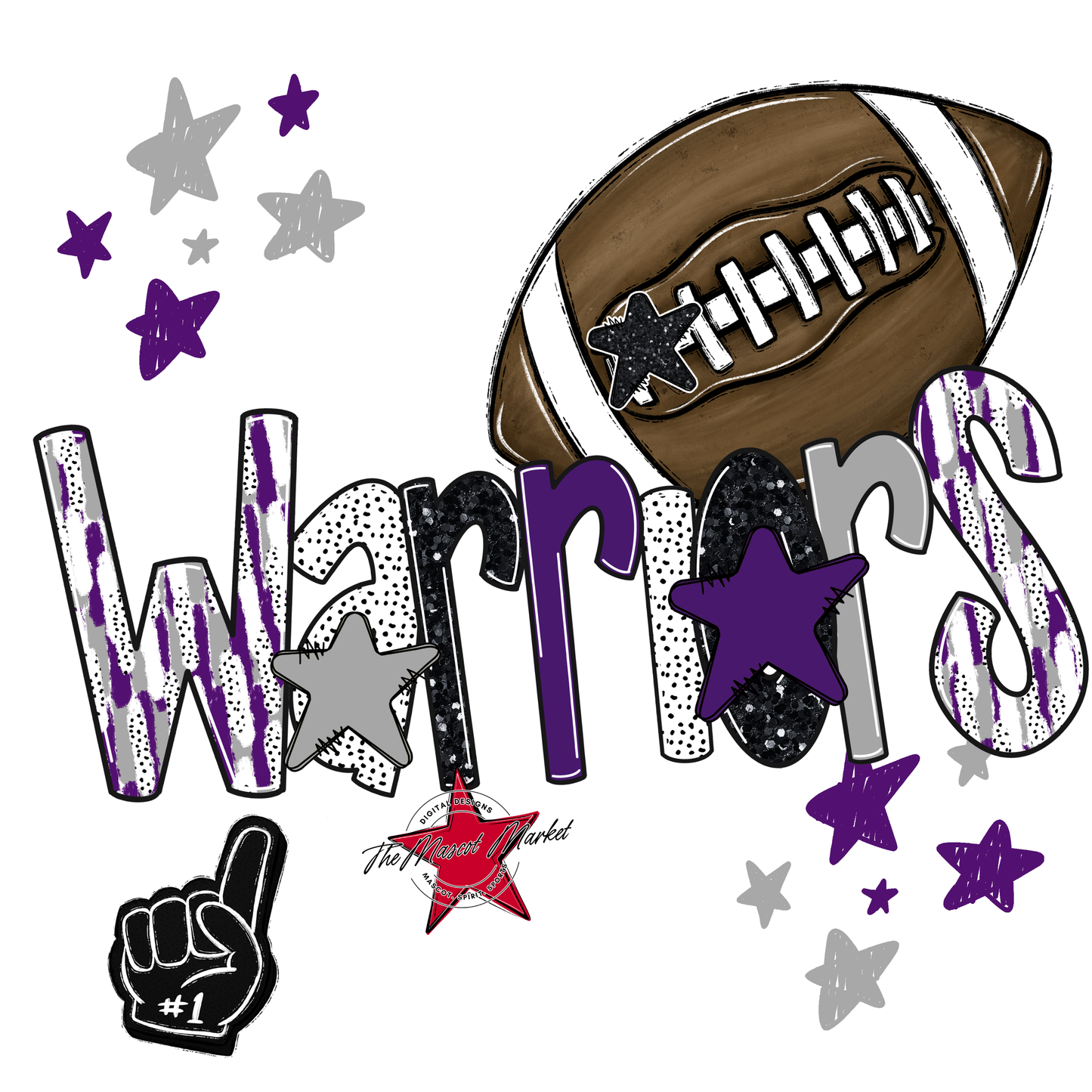 Warriors Football Scrape-Purple-Grey