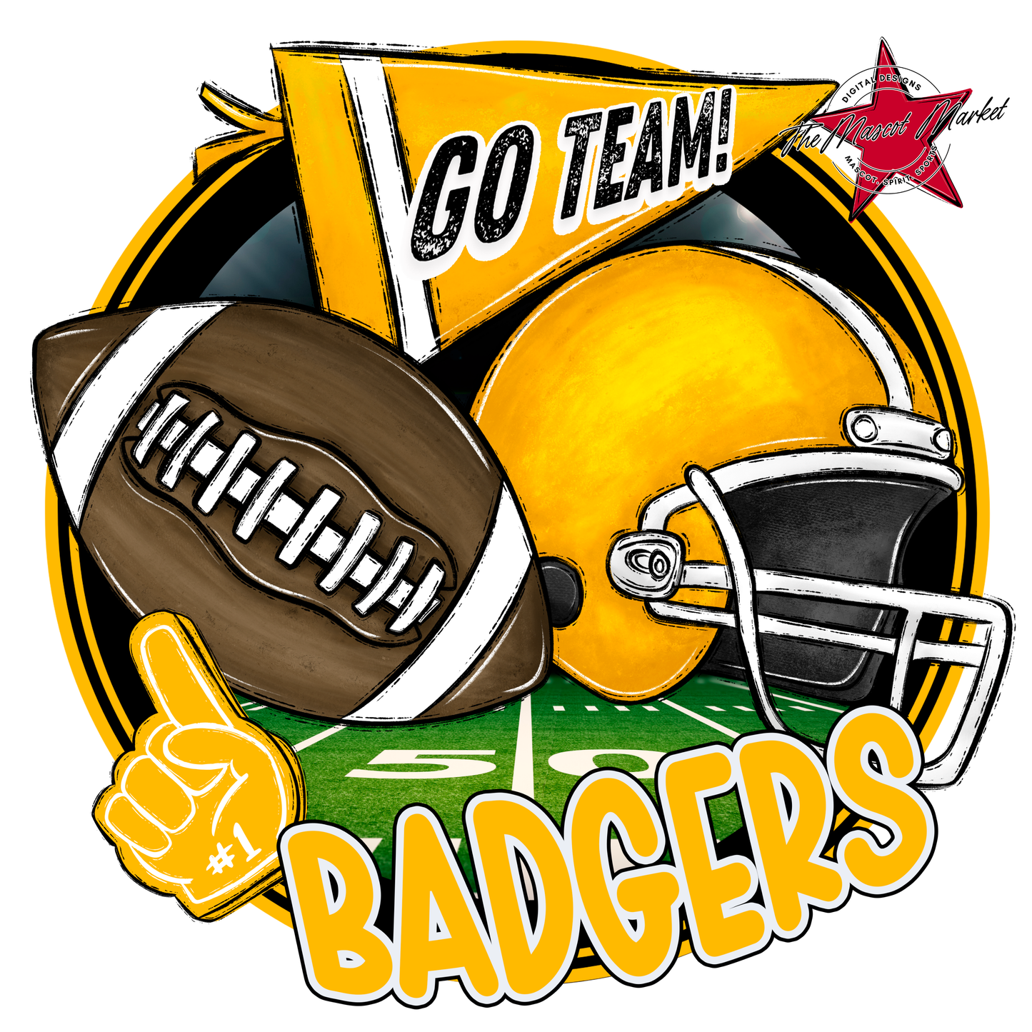 Badgers Circle Football Design-Yellow