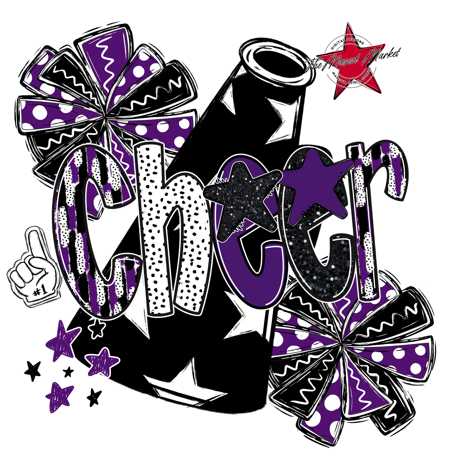 Cheer Megaphone Scrape Black-Purple