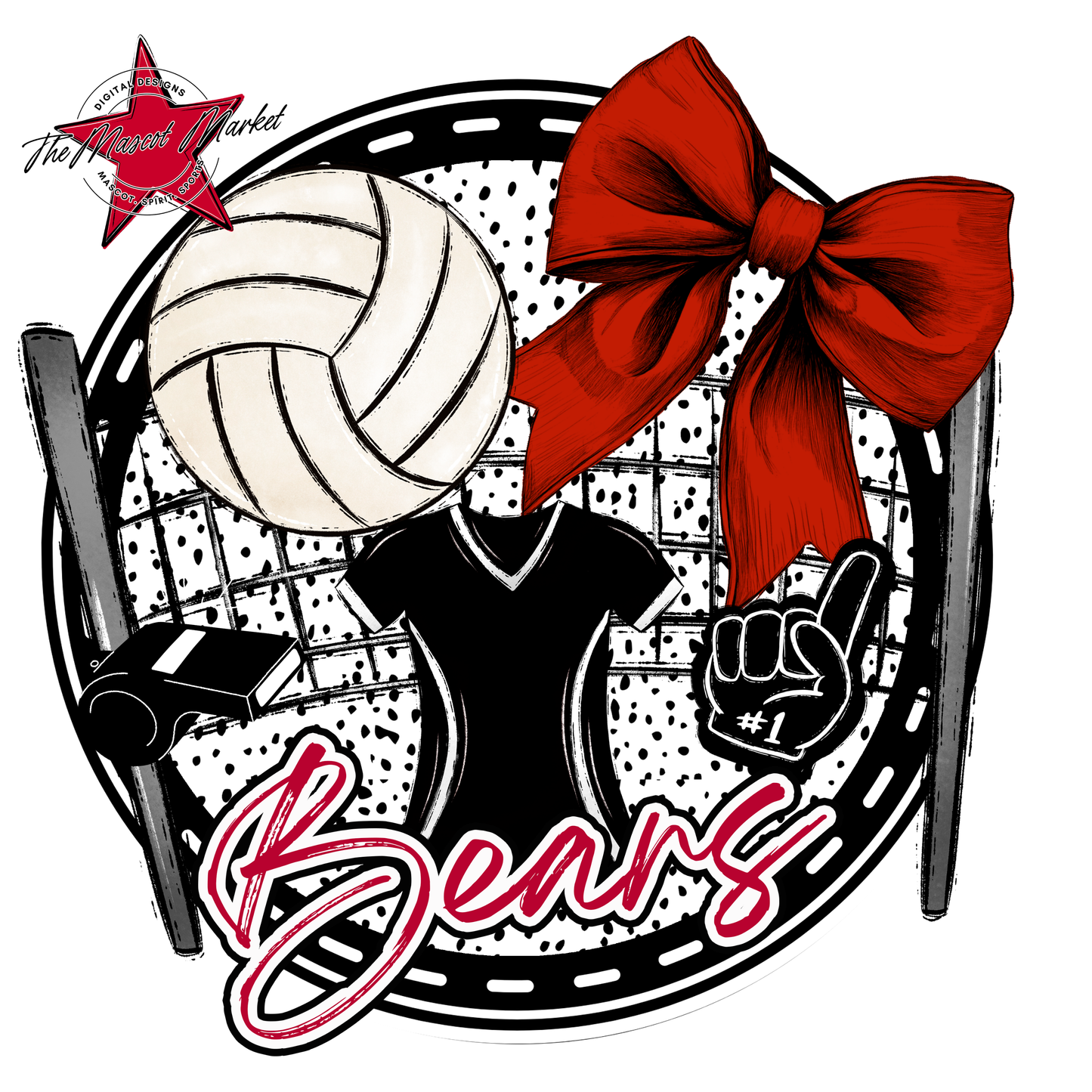 Bears Circle Volleyball Design-Red