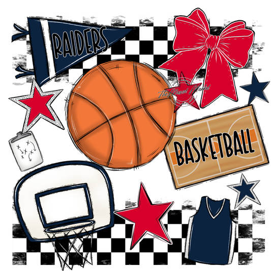 Raiders Basketball Checkers Design-Navy-Red