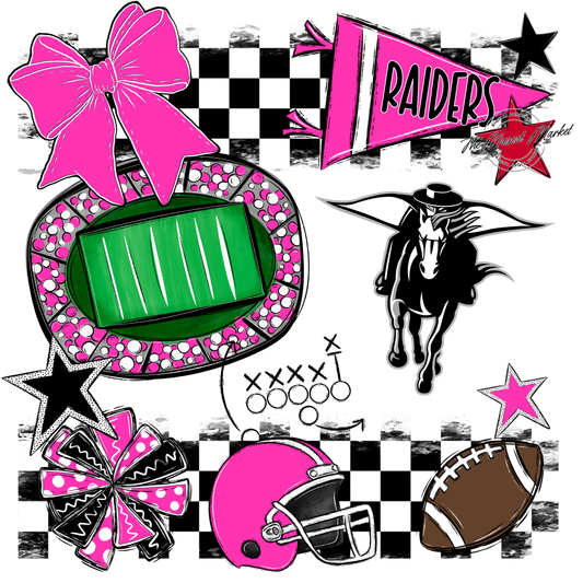 Raiders Checkers Mascot Spirit Design-Pink