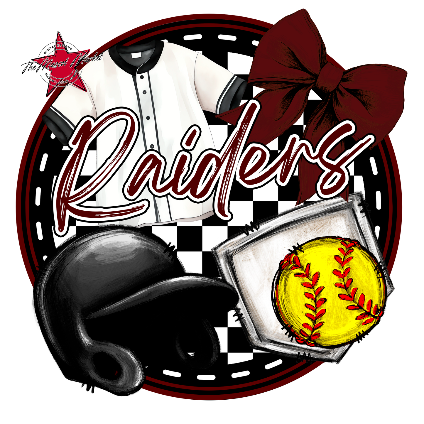 Raiders Circle Softball Design-Maroon