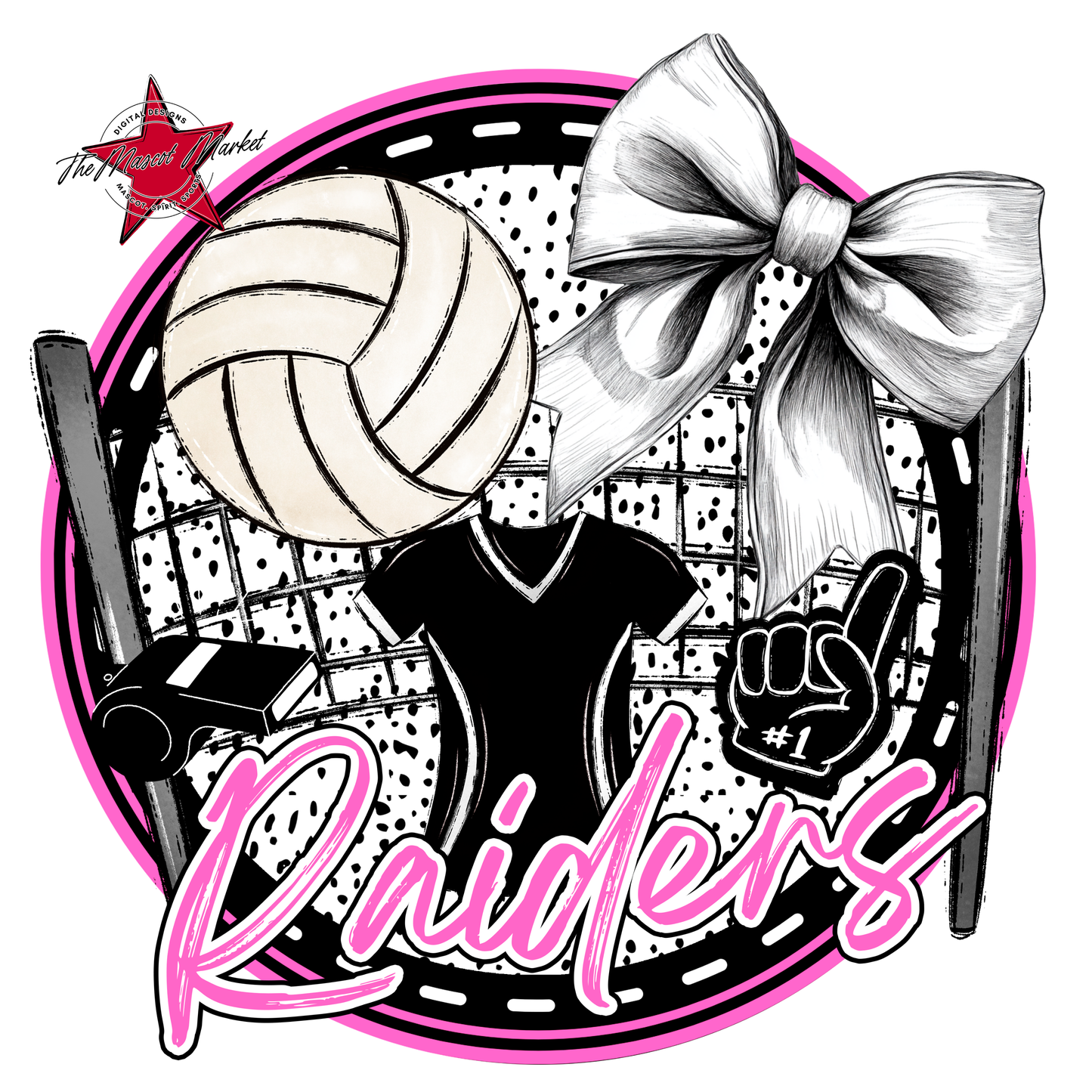 Raiders Circle Volleyball Design-Baby Pink