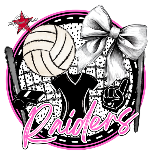Raiders Circle Volleyball Design-Baby Pink