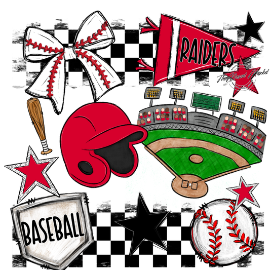 Raiders Baseball Checkers Design-Red