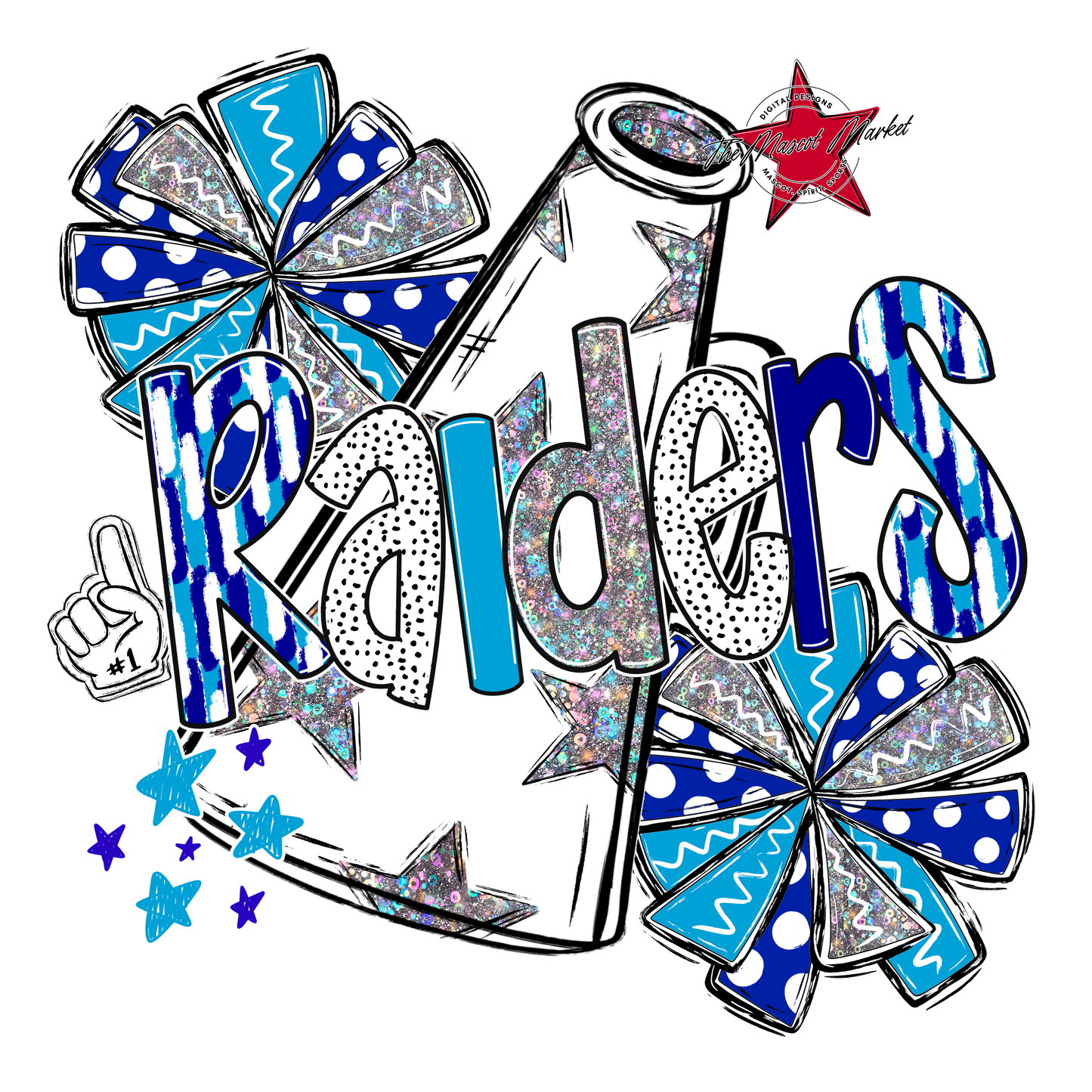 Raiders Cheer Megaphone Scrape-Blue-Carolina Blue