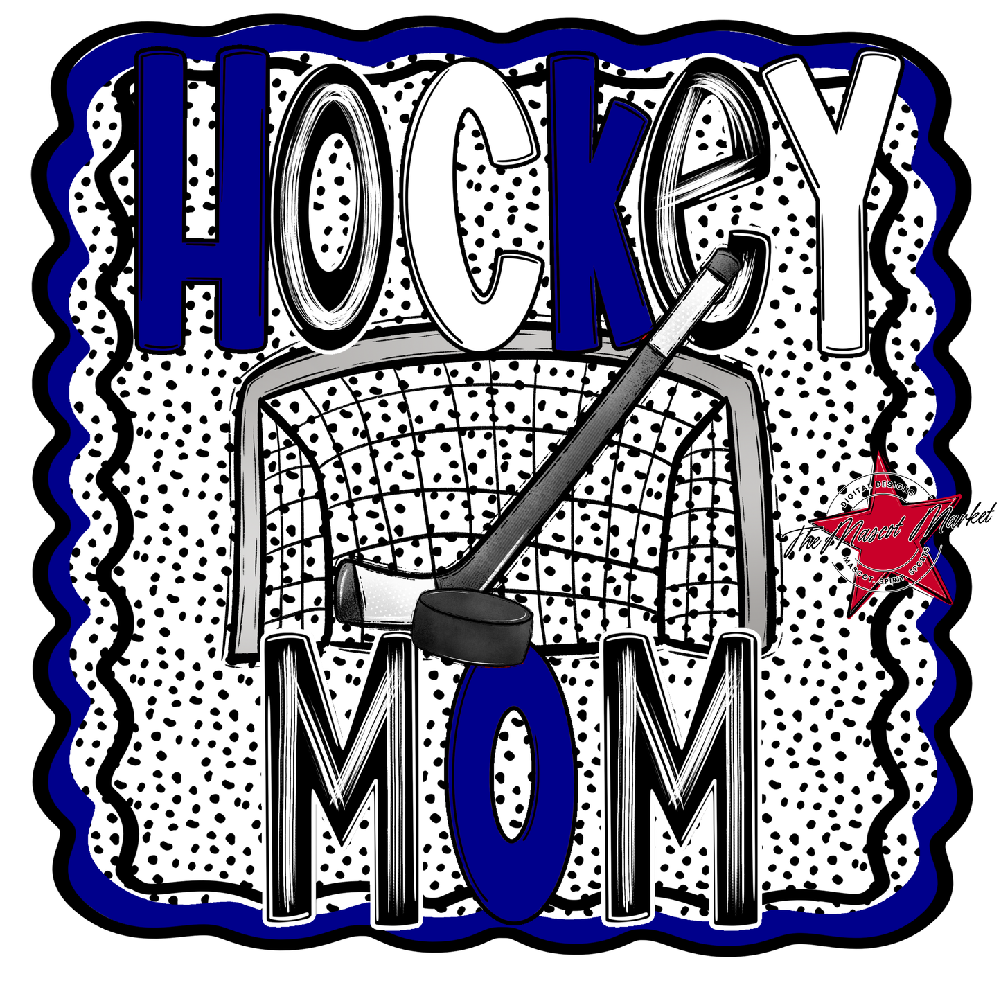 Hockey Mom Dot Design-Blue