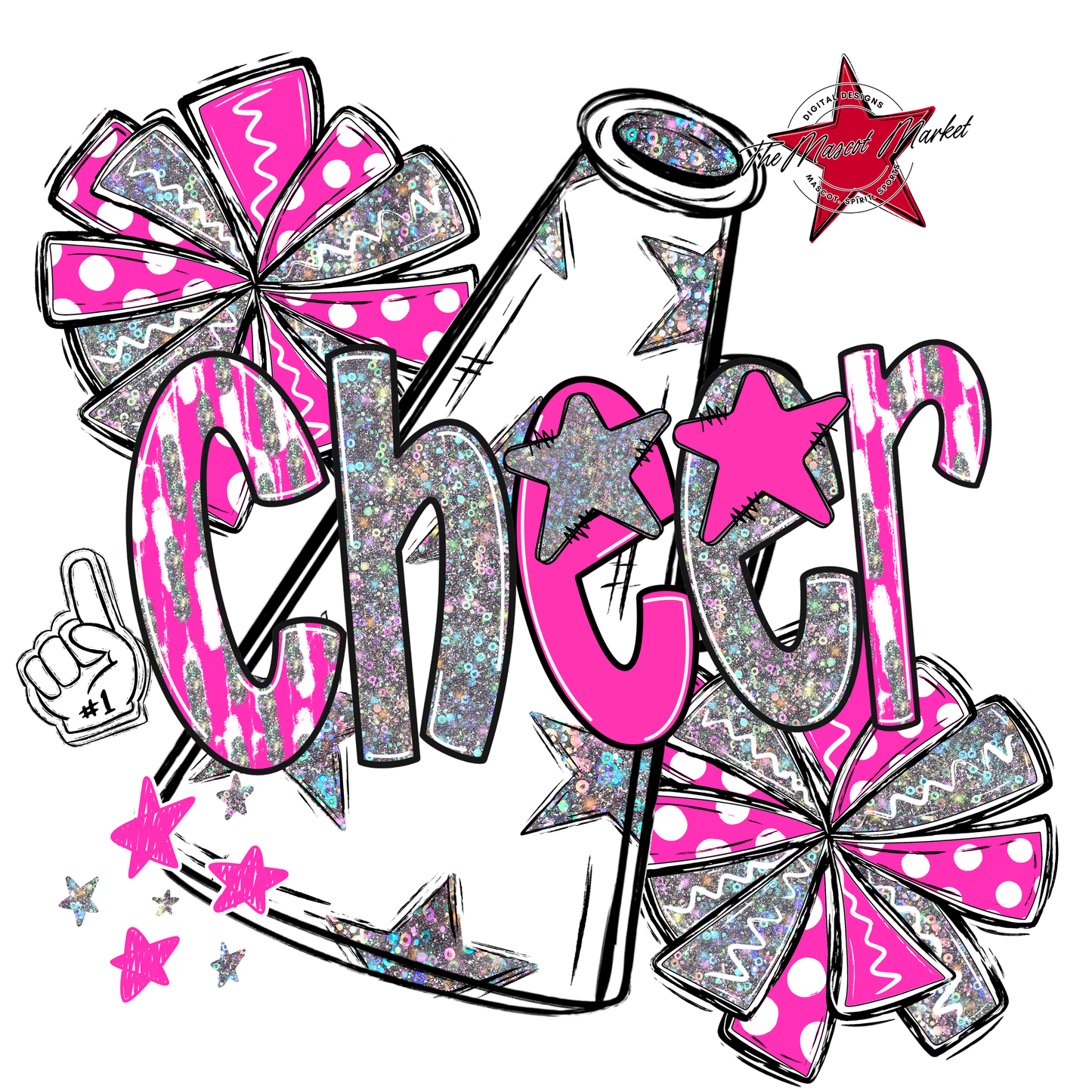 Cheer Megaphone Scrape Holigraphic-Pink