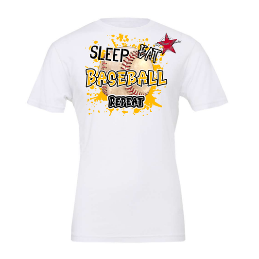 Eat Sleep Baseball Repeat Design-Yellow