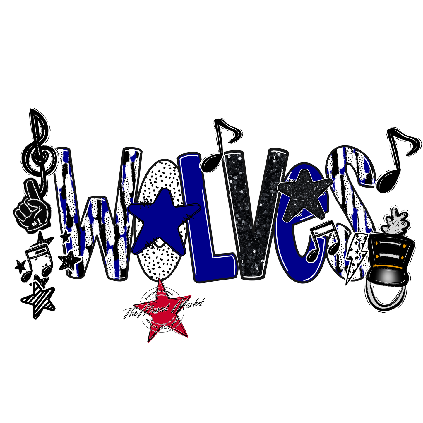 Wolves Band Scrape-Blue