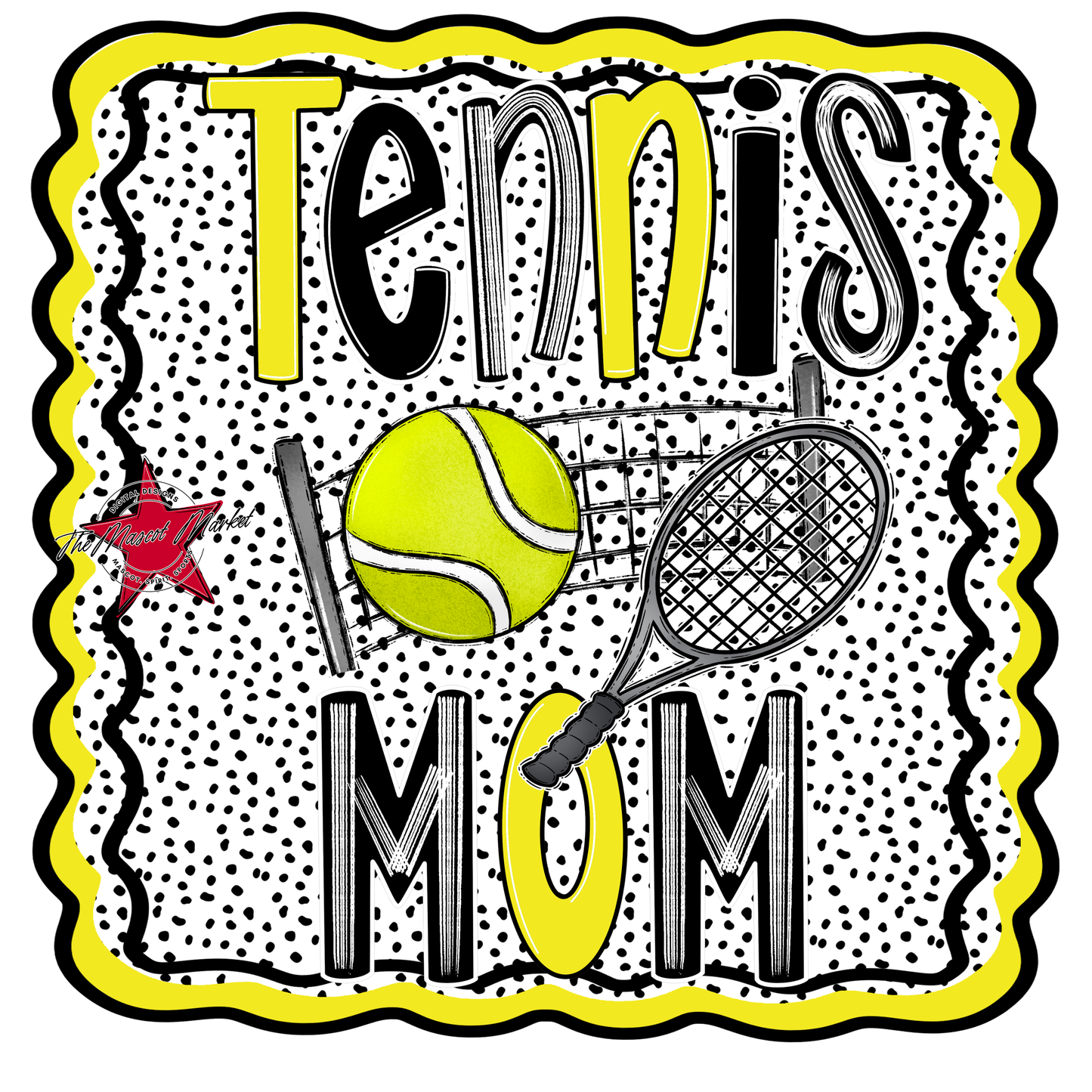 Tennis Mom Dot Design-Bright Yellow