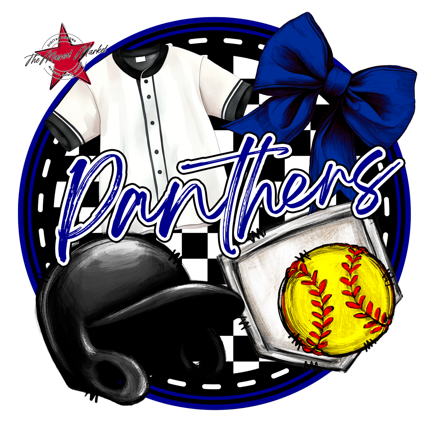 Panthers Circle Softball Design-Blue