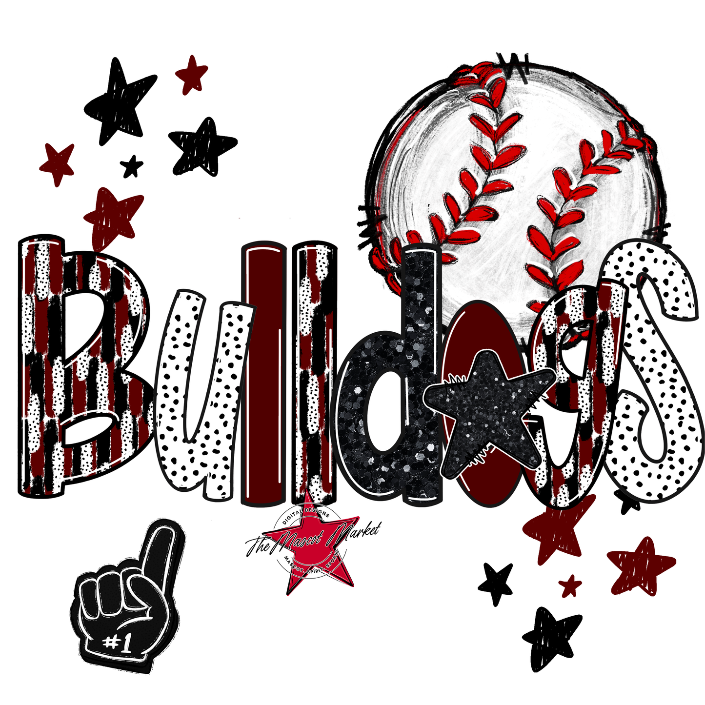 Bulldogs Baseball Scrape-Maroon