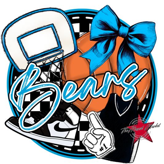 Bears Circle Basketball Design-Carolina Blue