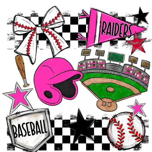 Raiders Baseball Checkers Design-Pink