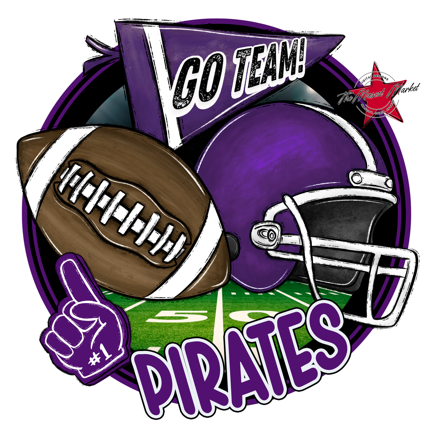 Pirates Circle Football Design-Purple