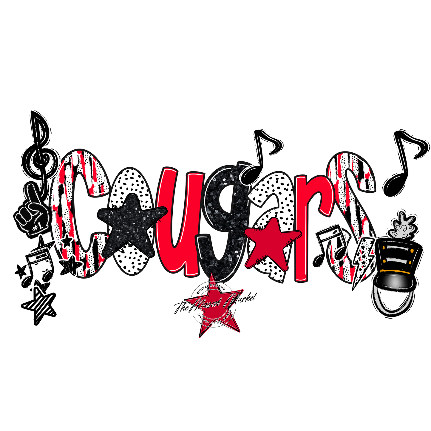 Cougars Band Scrape-Bright Red