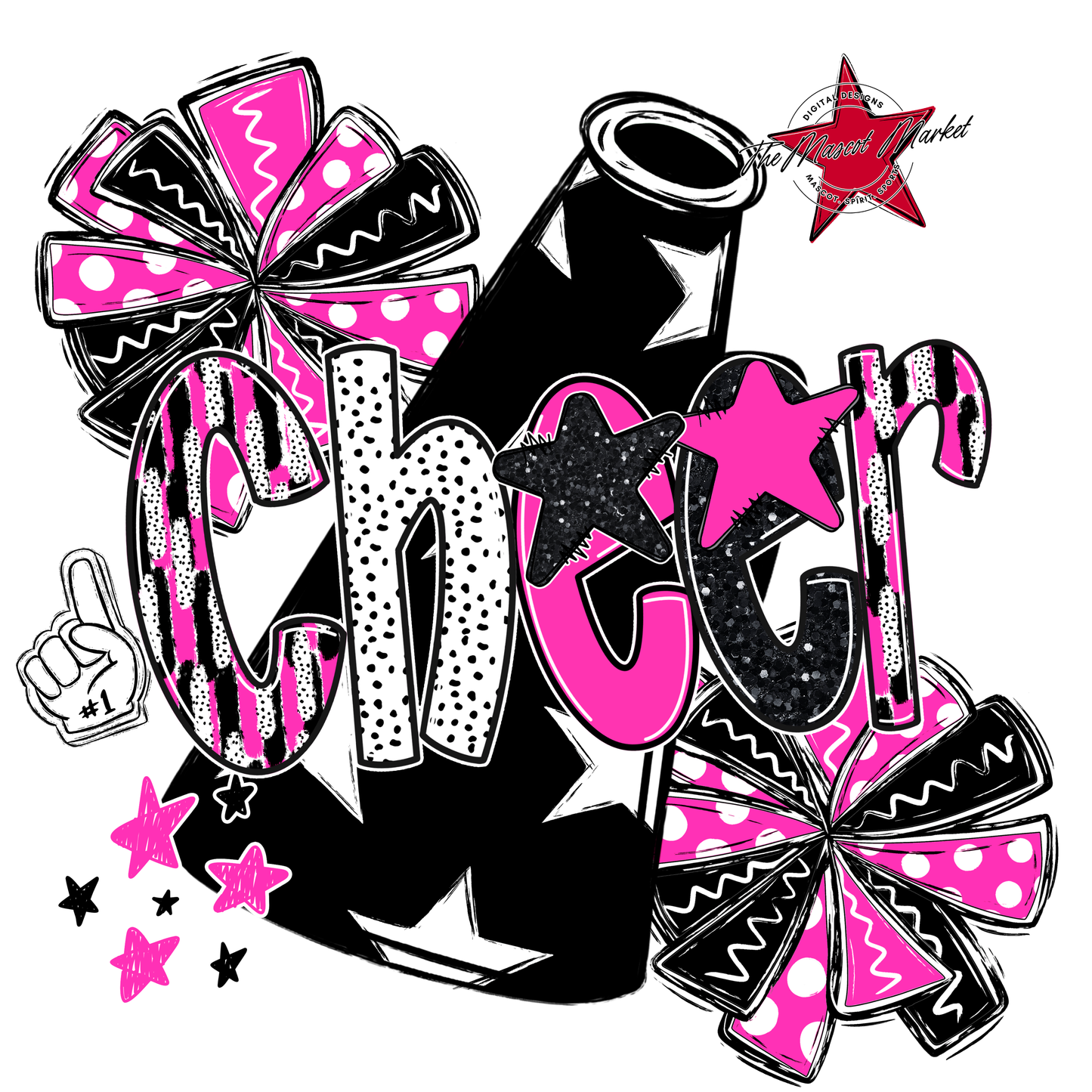 Cheer Megaphone Scrape Black-Pink