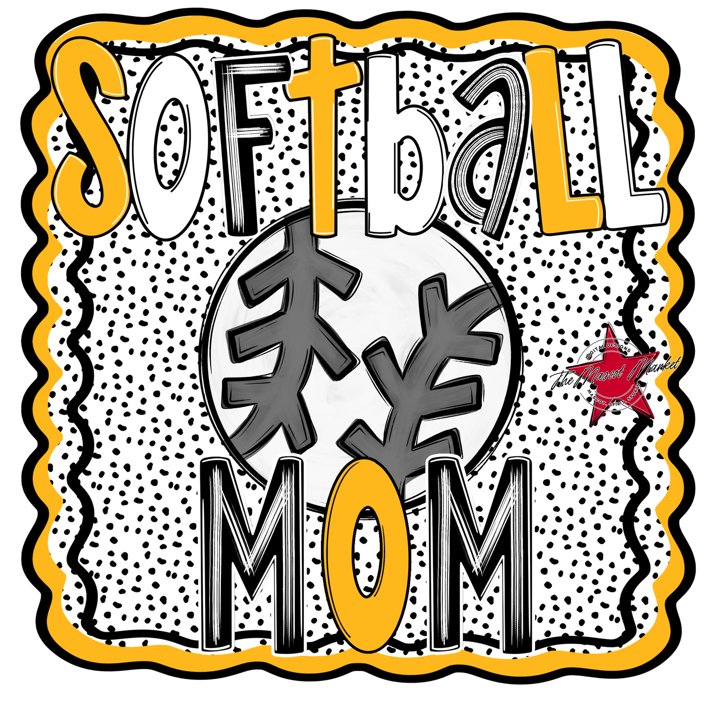Softball Mom Dot Design-Yellow