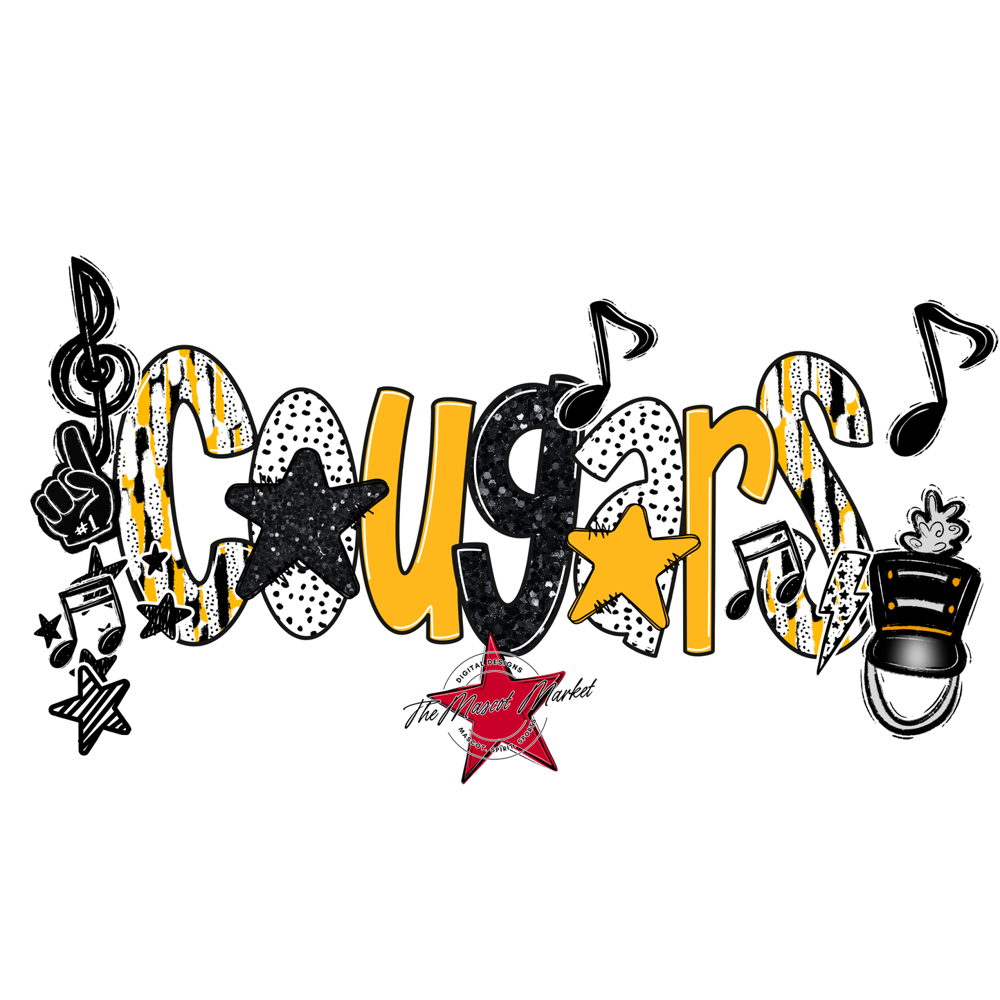 Cougars Band Scrape-Yellow