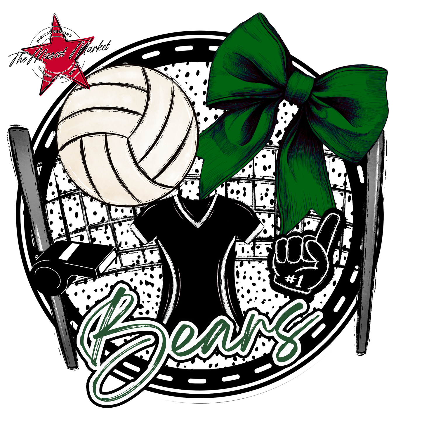 Bears Circle Volleyball Design-Green