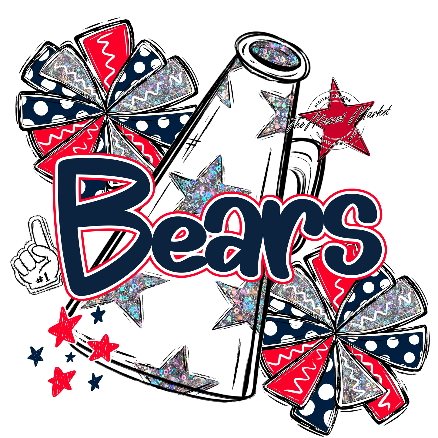 Bears Megaphone Alpha Design-Navy-Red