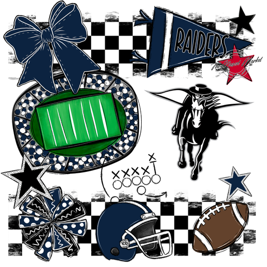 Raiders Checkers Mascot Spirit Design-Navy