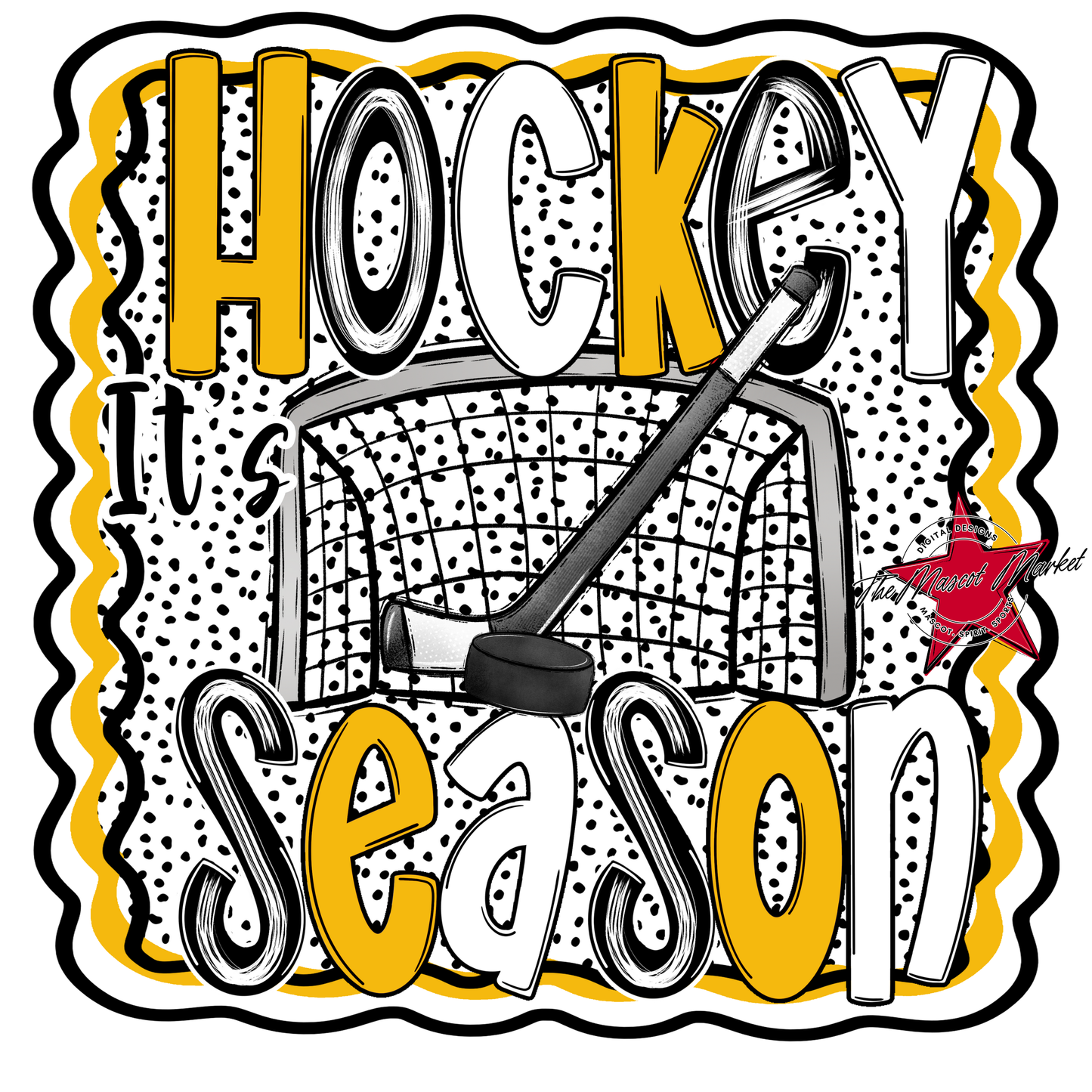 It's Hockey Season Dot Design-Yellow