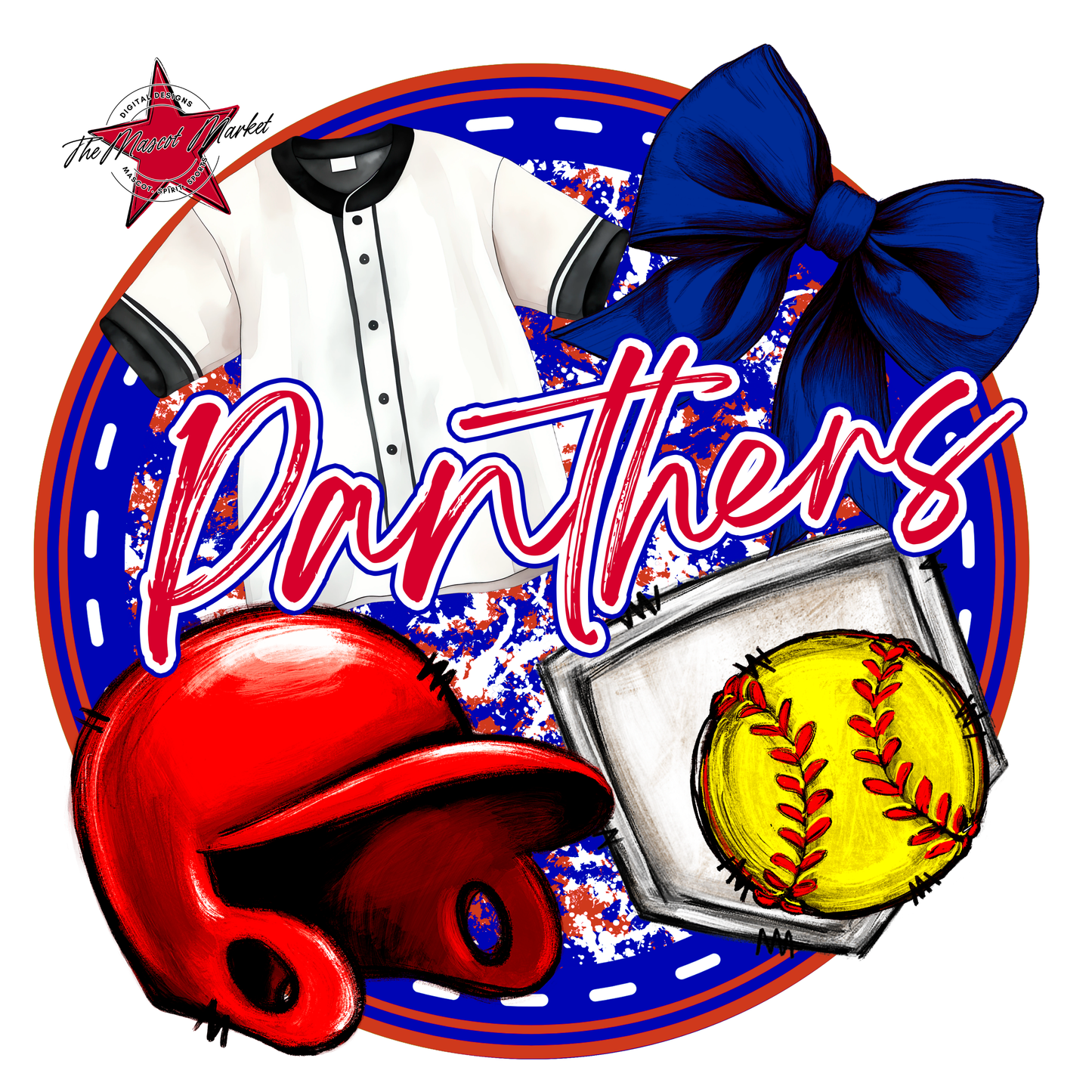 Panthers Circle Softball Design-Blue-Red