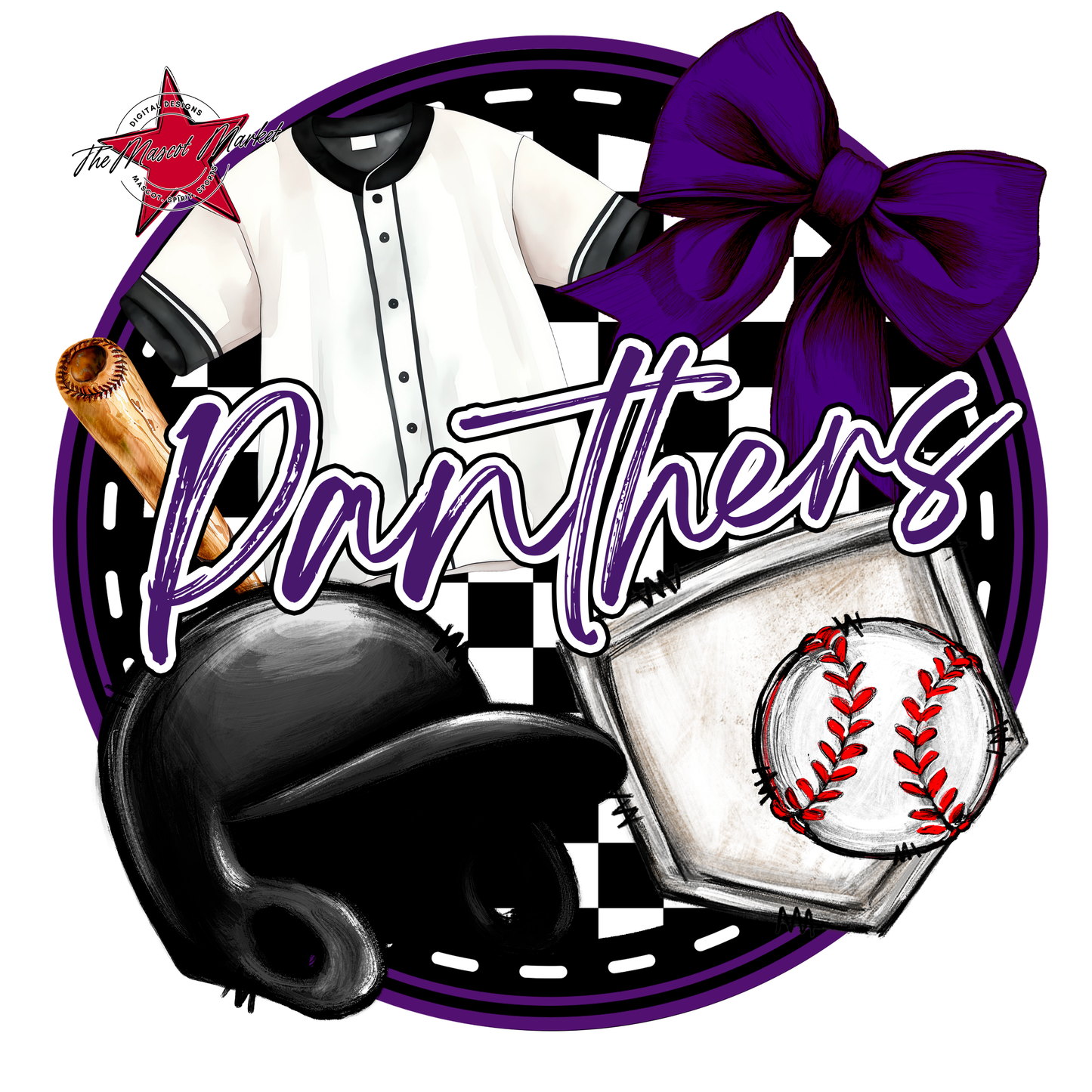 Panthers Circle Baseball Design-Purple