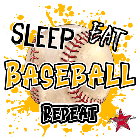 Eat Sleep Baseball Repeat Design-Yellow