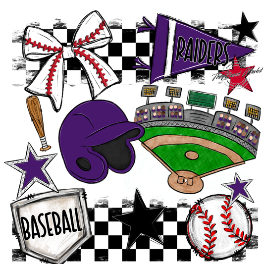 Raiders Baseball Checkers Design-Purple