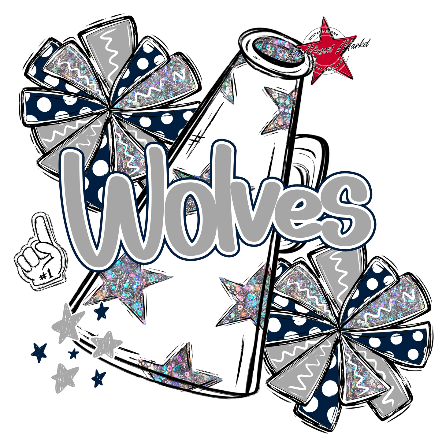Wolves Alpha Megaphone Design-Navy-Grey