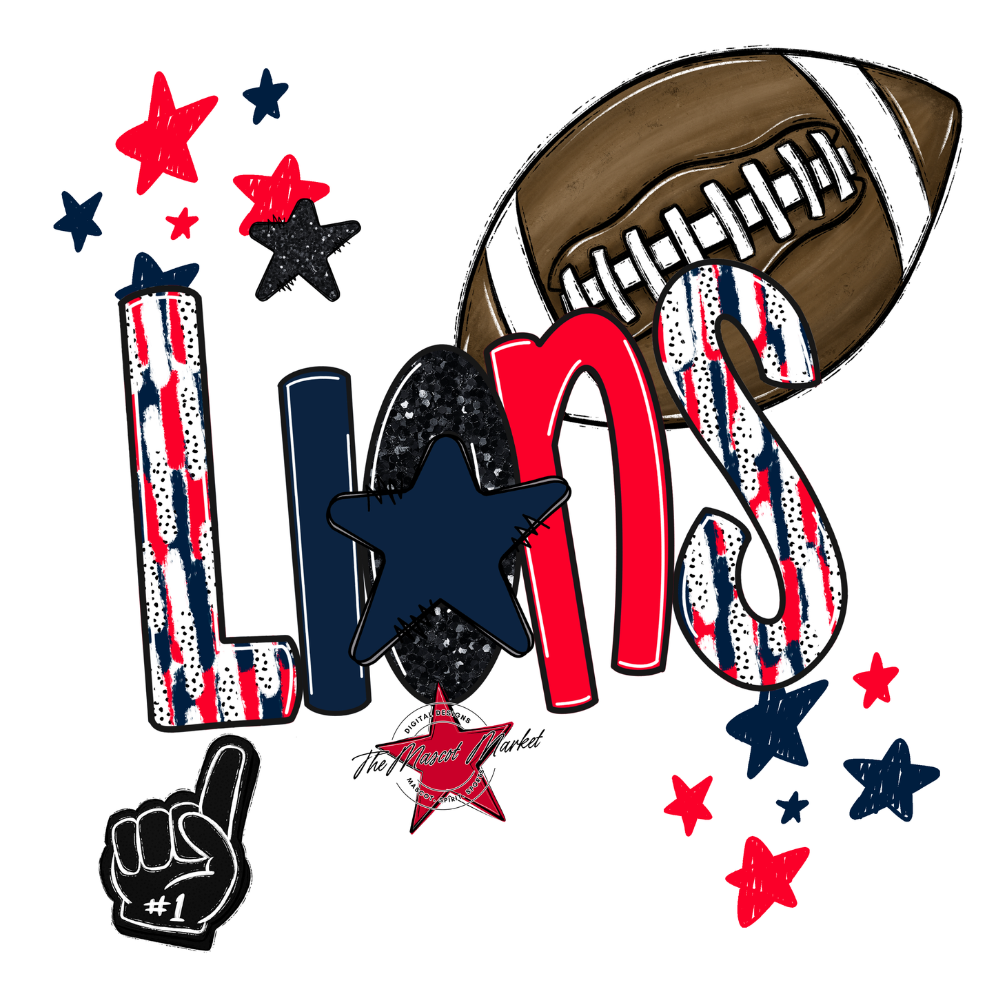 Lions Football Scrape-Navy-Red