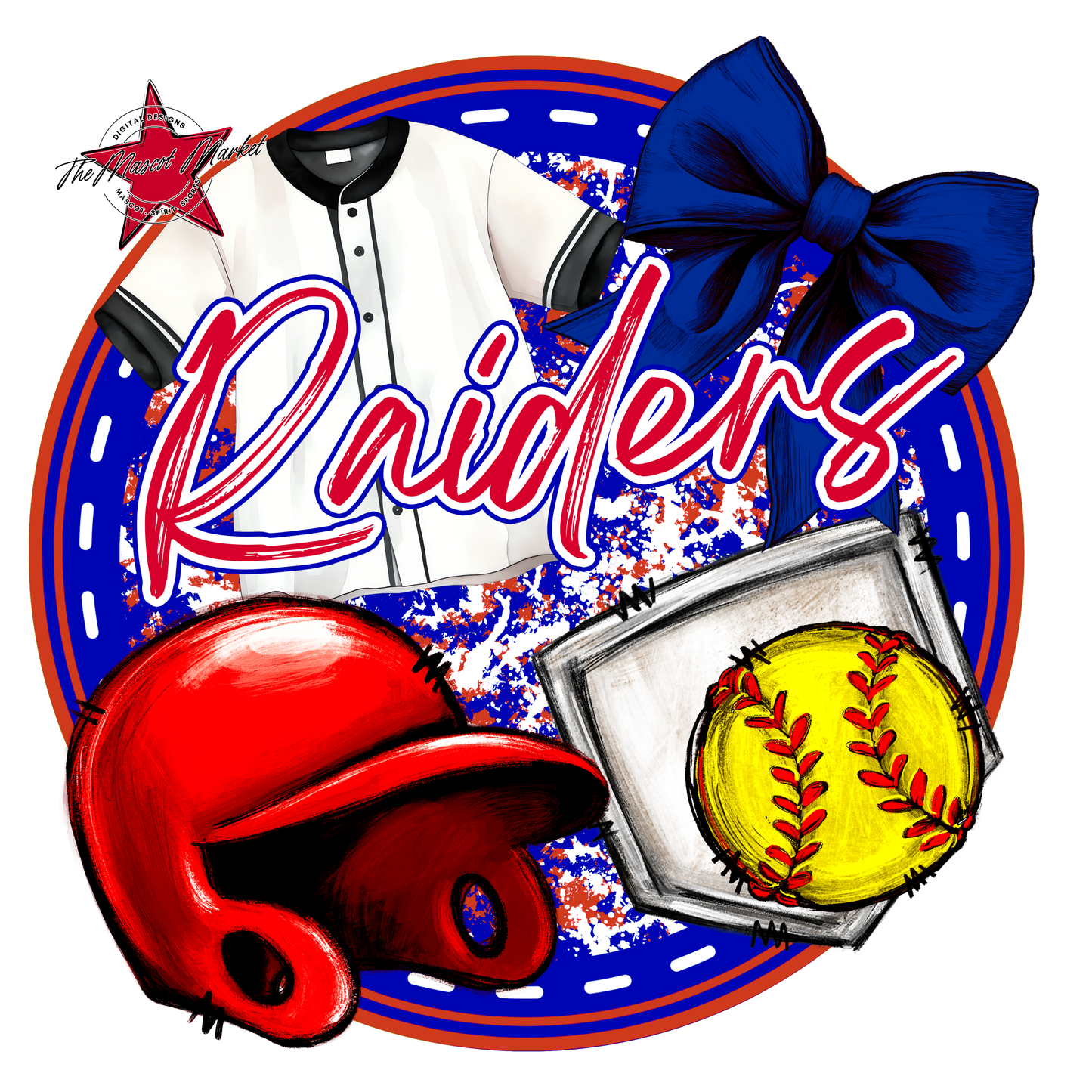 Raiders Circle Softball Design-Blue-Red