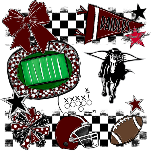 Raiders Checkers Mascot Spirit Design-Maroon